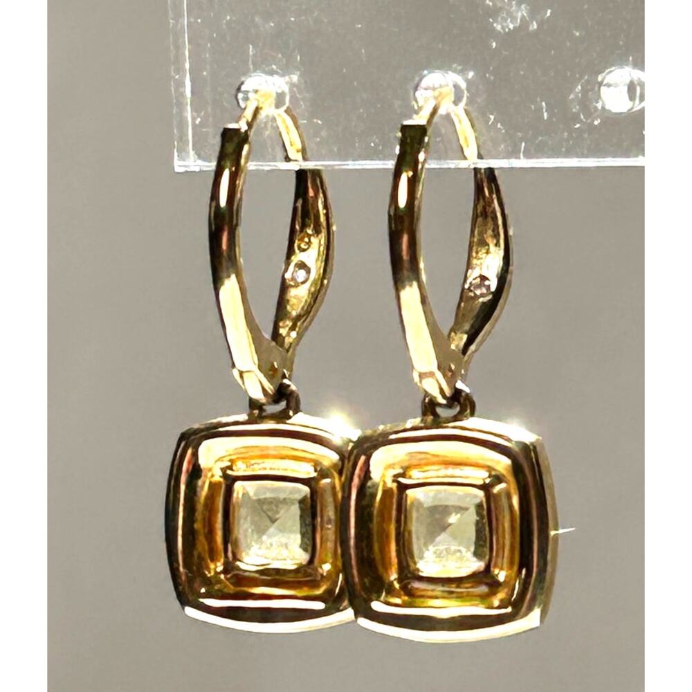NADRI Yellow CZ Halo Crystal 18k Gold Plated Lever Back Earrings - Picture 6 of 10
